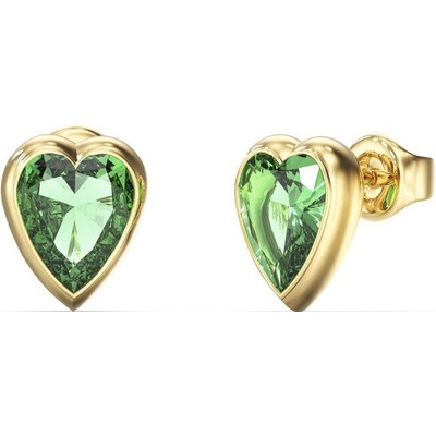 Guess Pozlátené kôstky Zelené srdce Crystal Love JUBE06361JWYGGNT/U