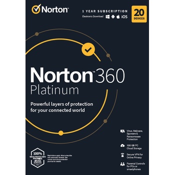 Symantec Norton 360 PLATINUM 100GB +VPN 1 lic. 20 lic. 12 mes.