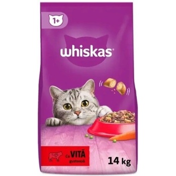 Whiskas - гранулирана храна за котки с говеждо, 14кг
