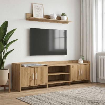 vidaXL ТВ шкаф 168 x 33 x 47 см Дъб артизан Инженерна дървесина (8011186)