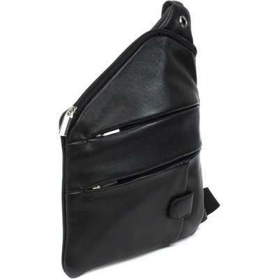 Černý kožený pánský zipový crossbag 216-1574-60