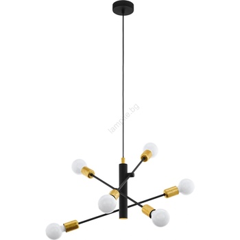 Image 1 of EGLO 79453 - Пендел SAN ROBERTO 6xE27/60W/230V черен/златист (EG79453)