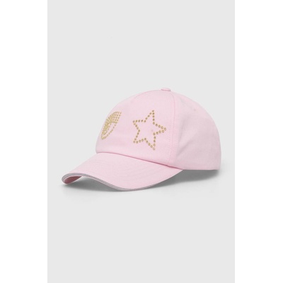 Chiara Ferragni Памучна шапка с козирка Chiara Ferragni EYE STAR в розово с апликация 76SBZK13 (76SBZK13)