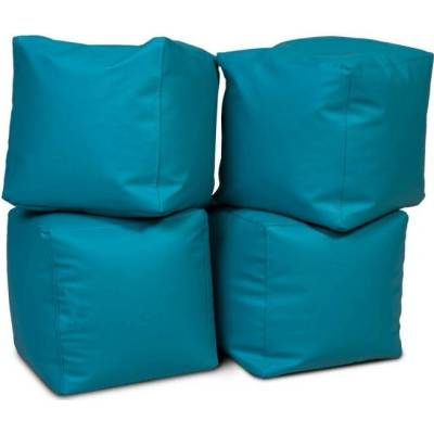 Ecopuf Taburetka - CUBE - L ekokoža E20 - Tyrkysová