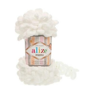 Příze Alize Puffy 55 - bílá