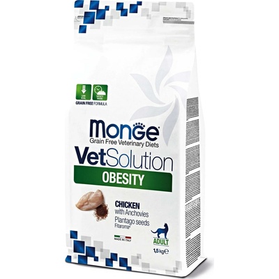 MONGE VetSolution Cat Obesity dietní suché krmivo pro snížení nadváhy u koček 1,5 kg