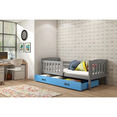 Interbeds Kubus 2 grafit s matracom a šuplíkom modrá