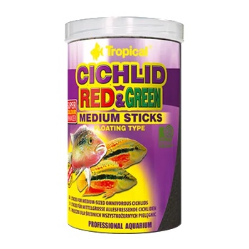 Tropical Cichlid Red&Green Medium Sticks - храна със спирулина и астаксантин за средно големи цихлиди