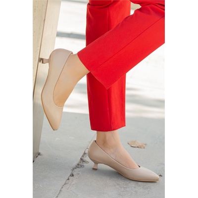 Moda Trend Дамски обувки с нисък ток - Бежови #363865 (363865_Бежов)