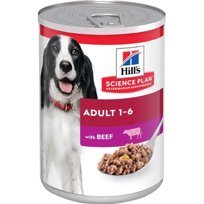 Hill's 6x370g Adult Hill's Science Plan, консервирана храна за кучета с говеждо