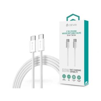 DEVIA ST399381 Smart Series 60W PD Type-C/Type-C бял кабел за данни и зареждане с дължина 1 м (ST399381)