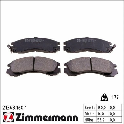 Sada brzdových destiček, kotoučová brzda ZIMMERMANN 21363.160.1