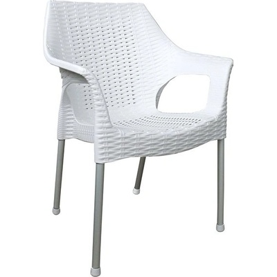 Mega Plast, plastová židle BELLA (AL nohy), 84 x 60 x 52 cm, stohovatelná, bílá