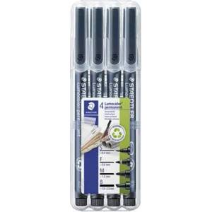 STAEDTLER Комплект маркери за алкохол, OHP, STAEDTLER "Lumocolor 31", 4 различни дебелини на линиите, черен 31-9WP4GS (31-9WP4GS)