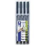 STAEDTLER Комплект маркери за алкохол, OHP, STAEDTLER "Lumocolor 31", 4 различни дебелини на линиите, черен 31-9WP4GS (31-9WP4GS)