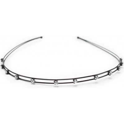 Černá kovová čelenka s kamínky – Zboží Dáma