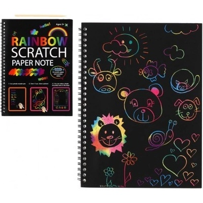 Teddies Škrabací Vyškrabovací notes duhový 10 listů v sáčku 20x26cm