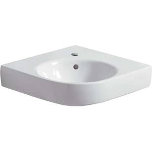 Geberit Selnova Compact - Ъглова мивка 70x62 см, с преливник, отвор за смесител, бяла 501.508. 00.7 (501.508.00.7)