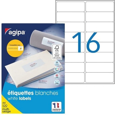 Etikety univerzálne 99,1x33,9mm Agipa A4 100 hárkov