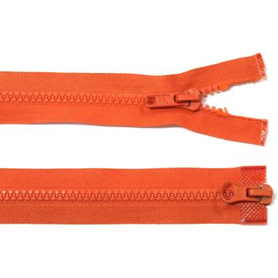 Kostěný zip no.5 rozepínací dvoucestný 75cm oranžový
