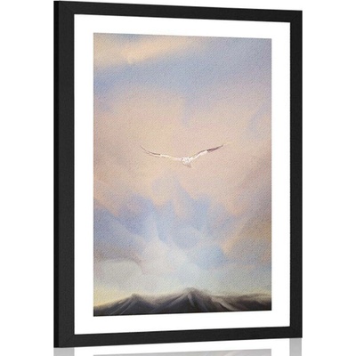 Plakát s paspartou přelet nad horami - 40x60 no frame