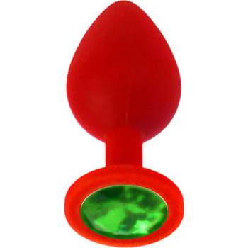 X Fun Силиконов Butt Plug с бижутерия "X FUN REDED DARK GREEN" 7 см. Размер - S