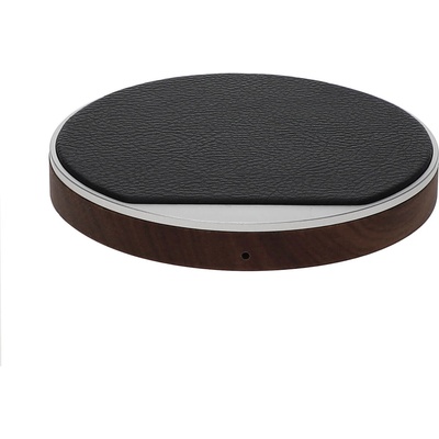 4smarts Select Wireless Fast Charger LIGNO 10W - поставка (пад) за безжично захранване с елементи от истинско дърво, карбон и кожа (сребрист-черен)