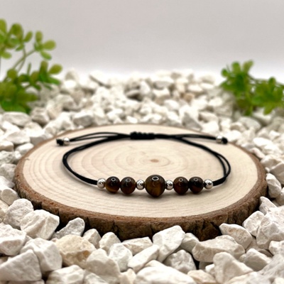 Certom Provázkový náramek s tygřím okem a stříbrnými prvky 0110