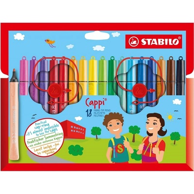 STABILO Комплект флумастери, Stabilo, Cappi ST168/18-4, 18 цвята (ST168/18-4)
