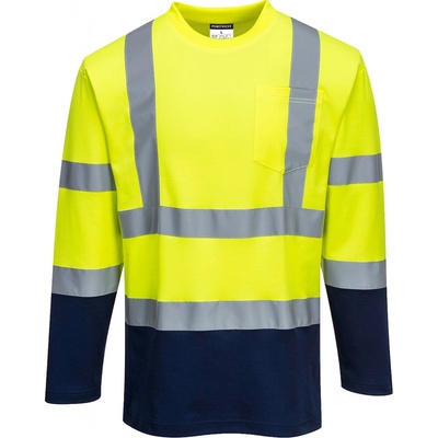 Portwest HI-VIS COTTON S280 reflexné tričko dl. rukáv HV žltá/námorná modrá XXXL