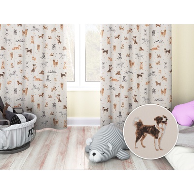 Biante Detský bavlnený záves Sandra SA-620 Psí kamaráti na krémovom 150x140 cm