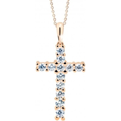 Cutie Jewellery Moderný prívesok z ružového zlata Krížik Z60100 40 10 X 4