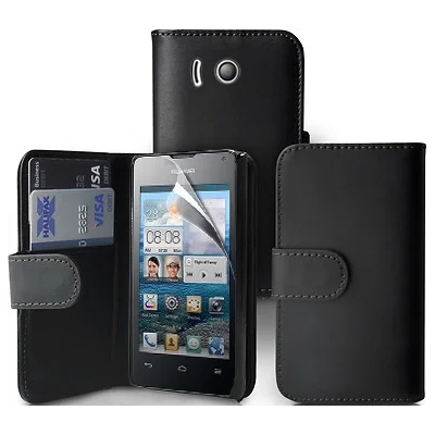Huawei Ascend Y300 Wallet Калъф + Скрийн Протектор