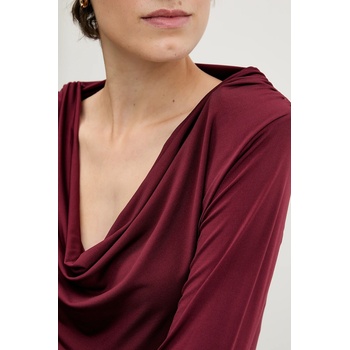 Pedro del Hierro Блуза Pedro del Hierro дамска в бордо с изчистен дизайн 8622505 (8622505)