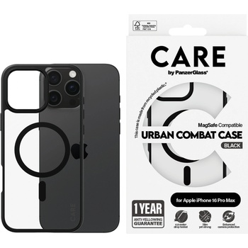 Image 1 of Panzer Гръб CARE by PanzerGlass за iPhone 16 Pro Max, Flagship Case Urban Combat Black Frame and MagSafe
