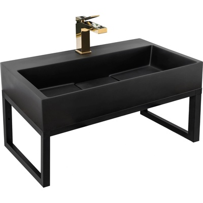 Rea Умивалник мраморен композит Rea GOYA BLACK MAT 50CM (KPL-U8778)