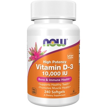 NOW NOW Vitamin D-3 10, 000 IU, 240 Softgels