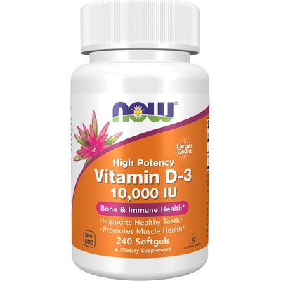 NOW NOW Vitamin D-3 10, 000 IU, 240 Softgels