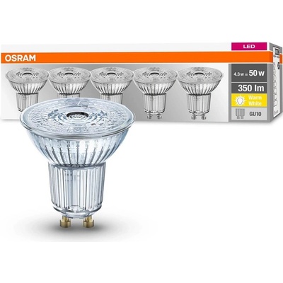 Osram sada 5x LED žárovka GU10, PAR16, 4,3W, 350lm, 2700K, teplá bílá