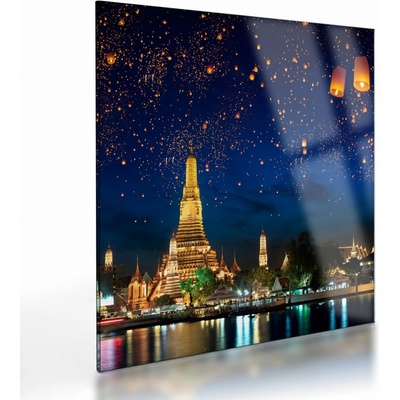 Skleněný obraz - Lampióny štěstí, Bangkok, jednodílný 40x40 cm na skle – Hledejceny.cz