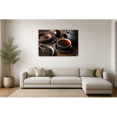 Obraz na plátně – Šálek s tmavým nápojem a konvice 135 × 90 cm