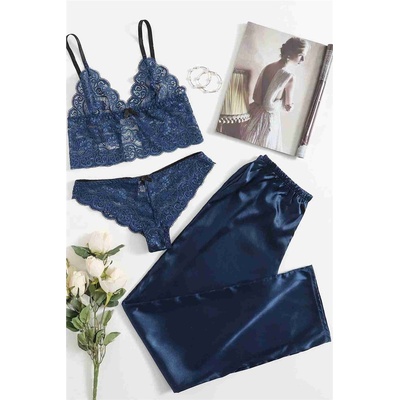 Merry See Дамска пижама от 3 части - Тъмносиня #385780 (385780_Тъмно син)