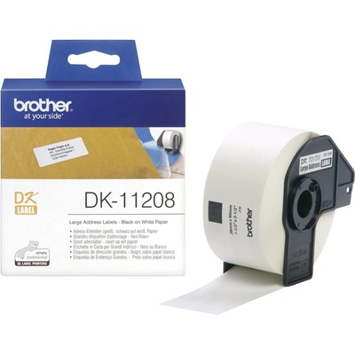 Brother DK-11208 etikety v roli 39 x 90 mm papier biela 400 ks trvalé DK11208 adresná nálepky; DK11208