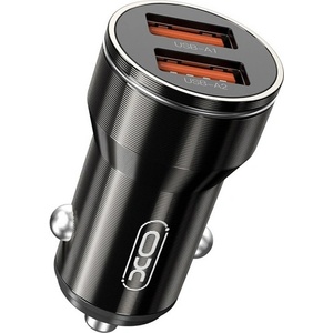 XO cc48 зарядно за кола с 2 usb порта, 12 w, pd бързо зареждане, ЧЕРНО (xo-cc48)