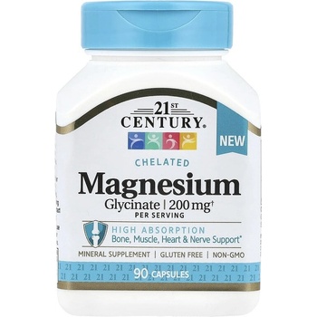 21st Century Magnesium Glycinate, 200 mg, 90 капсули, 21st Century (9285)