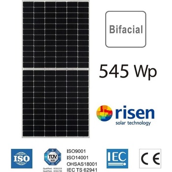 Risen 545W RSM110-8-545 Bifacial strieborný rámový PV panelový modul 2384x1096x30mm