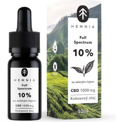 Hemnia Full Spectrum CBD MCT Kokosový olej 10% 1000 mg 10 ml s príchuťou zeleného čaju