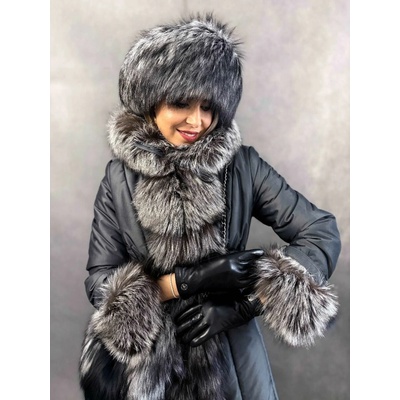 Max Original Leather Textilný kabát s kožušinou ANKARA FUR grey