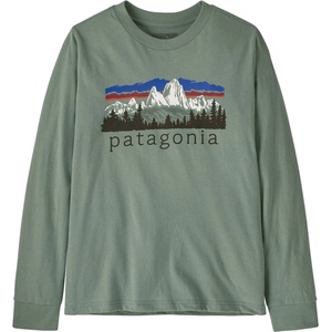 Patagonia Детска блуза с дълъг ръкав Patagonia Kid's L/S Graphic T-Shirt Jumper - Fitz Roy Foothills: Cover Green - размер XL (704-4321-0915)