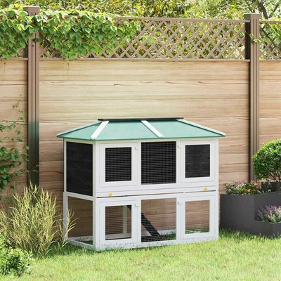 vidaXL 9799.170344 dvoupatrová bílo zelená 130 x 68 x 105 cm jedlové dřevo
